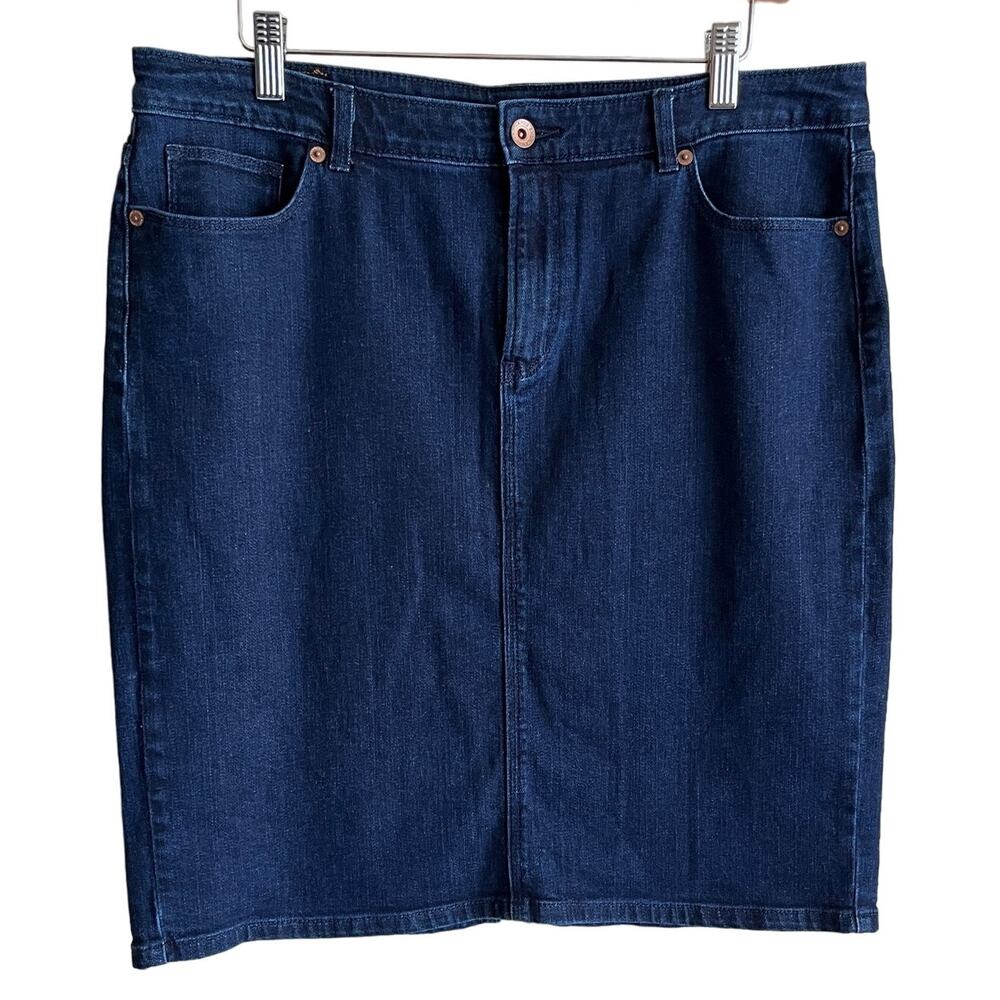Land's End Dark Wash Denim Skirt Size 12